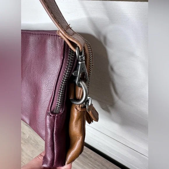 American Eagle Outfitters Tassel Crossbody Bag Brown Burgundy - Picture 8 of 11